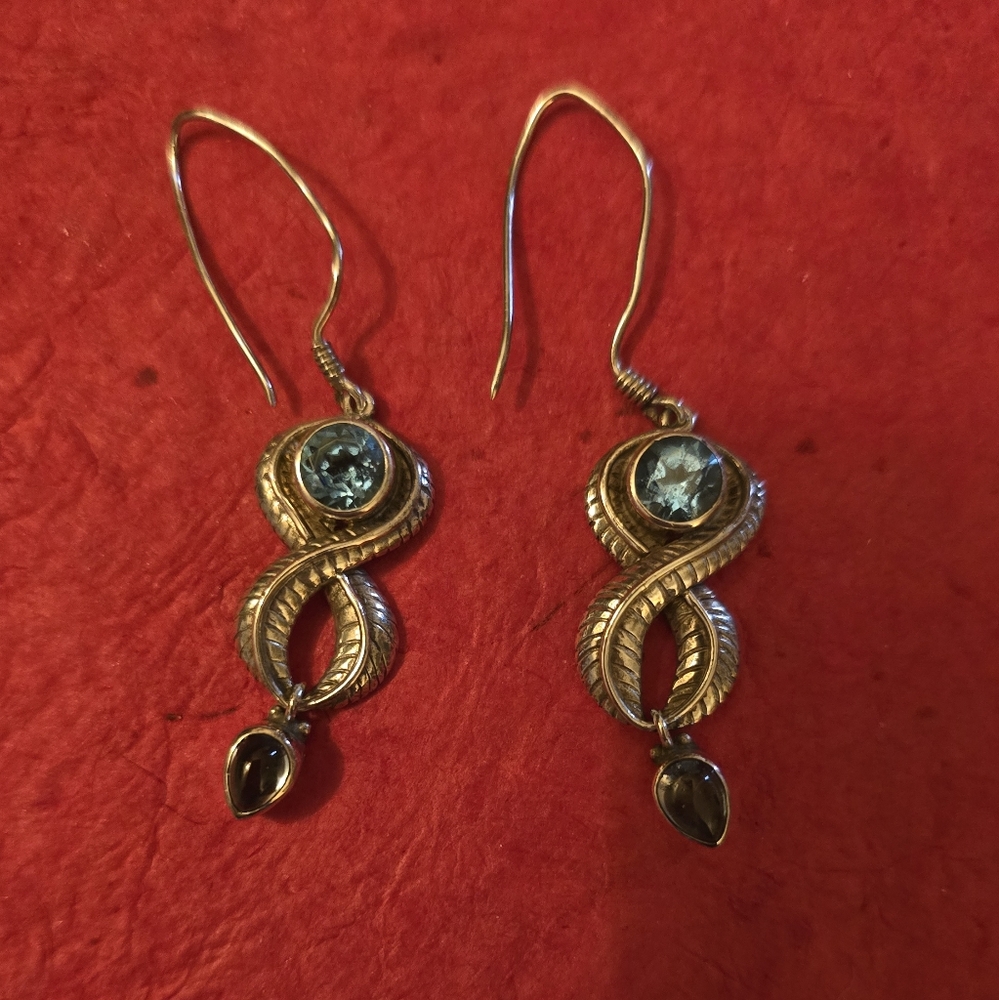 Swiss Blue Topaz and Labradorite Earrings